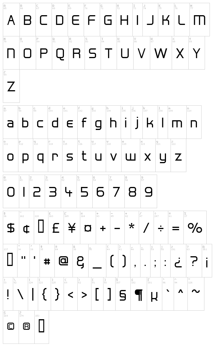 Hall Fetica font map